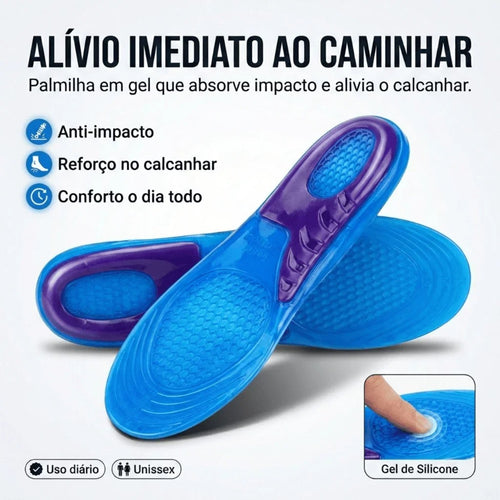 Par De Palmilha Ortopédica Para Dores Nos Pés Aumenta Altura Ortopédica De Silicone Gel Anti Impacto