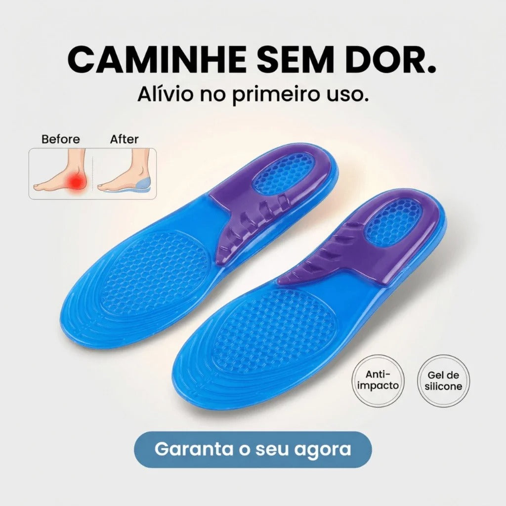 Par De Palmilha Ortopédica Para Dores Nos Pés Aumenta Altura Ortopédica De Silicone Gel Anti Impacto