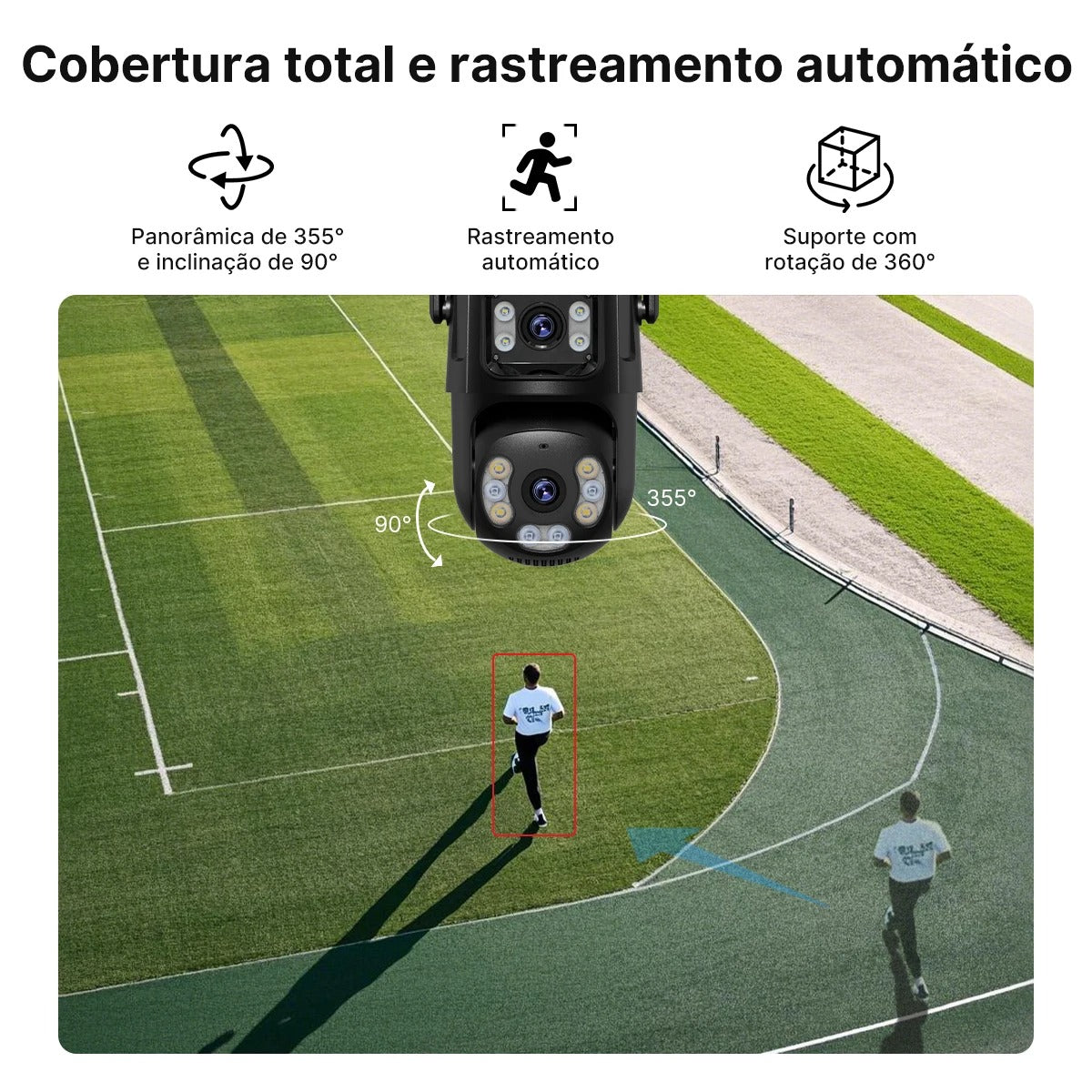 Câmera de Segurança Wi-Fi P2 PTZ com Lente Dupla