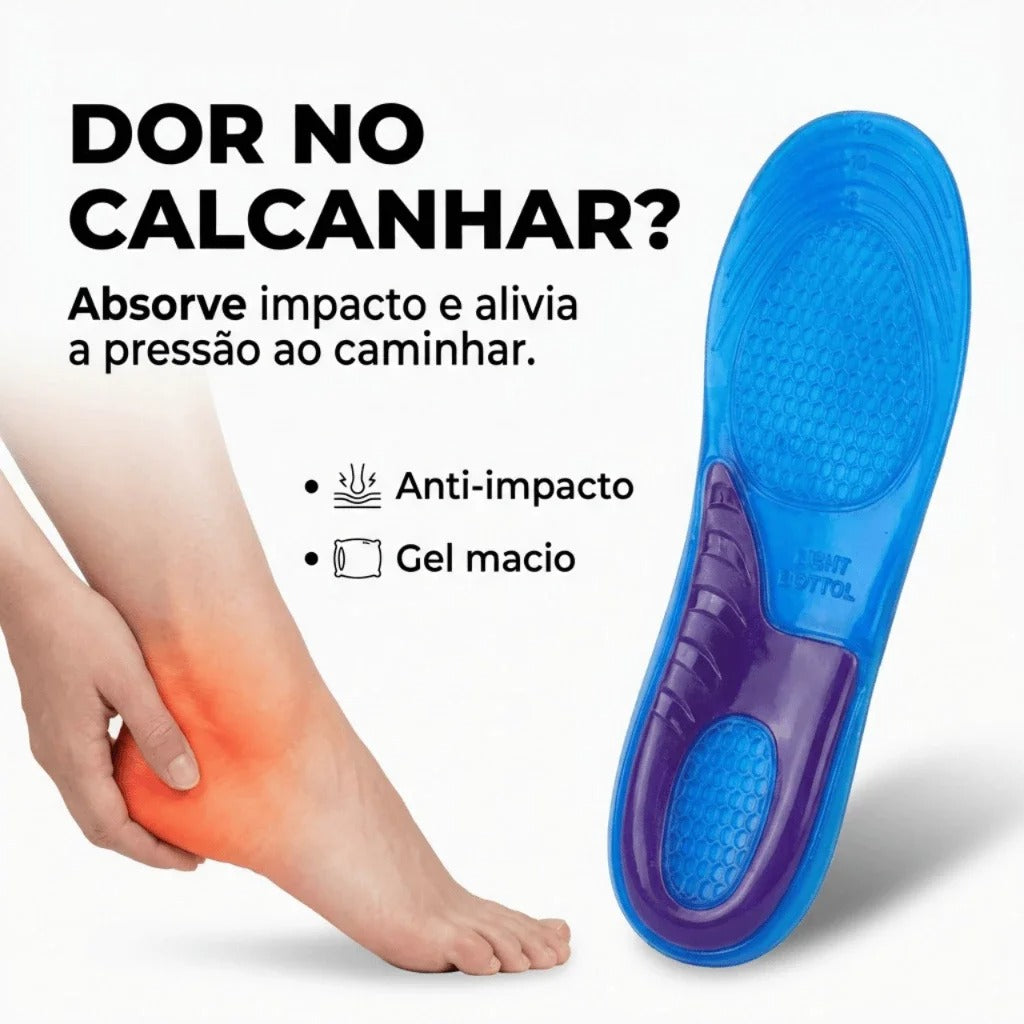 Par De Palmilha Ortopédica Para Dores Nos Pés Aumenta Altura Ortopédica De Silicone Gel Anti Impacto
